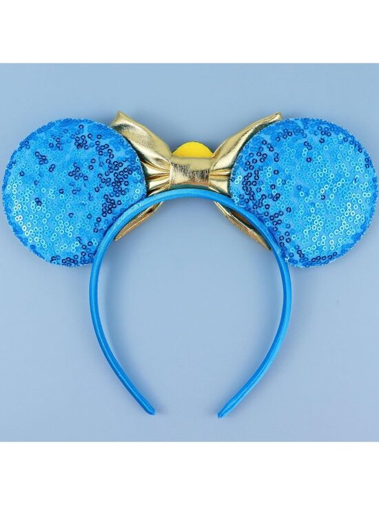 Women\'s Blue Polyester Sequin Bow Mickey Mouse Headband Hair Accessory main image 4